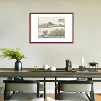 弘舍 新中式客厅装饰画沙发背景墙三联挂画山水画国画字画原作版画 齐白石 二十四景 雅致胡桃《龙井涤砚图》 成品尺寸 宽75*高55cm