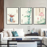 客厅装饰画新中式沙发背景墙画装饰客厅挂画壁画三联玄关画卧室电表箱装饰画布艺画 竹报平安 50*70cm爵士黑框（2.8-3.3左右沙发建议