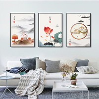 客厅装饰画新中式沙发背景墙画装饰客厅挂画壁画三联玄关画卧室电表箱装饰画布艺画 平安吉祥 70*100cm爵士黑框（4.3米以上沙发建议尺寸