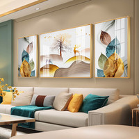 忆画晶瓷画客厅装饰画免打孔现代简约沙发背景墙餐厅挂画晶瓷镶钻玄关画北欧抽象卧室床头画有框画壁画 家有福禄A 两边60*80中间80*100cm黑色框+镶钻画
