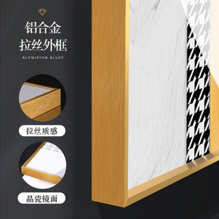 忆画客厅装饰画晶瓷画镶钻画现代简约大气沙发背景墙壁画免打孔挂画石来运转抽象麋鹿装饰挂画餐厅玄关画 《鎏金山川》晶瓷画三联 40*60cm拉丝亮钛金框