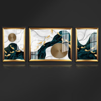 忆画装饰画客厅现代简约欧式轻奢壁画沙发背景墙挂画餐厅配电箱玄关走廊有框画 富贵有余《轻奢雅金框》 两边50*70CM 中间90*70CM