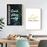 忆画餐厅装饰画免打孔壁画客厅现代简约轻奢沙发背景墙画床头画卧室挂画酒店宾馆酒杯装饰画 O-清新绿叶 60*80cm拉丝亮钛金框