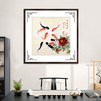 积善 名家手绘国画花鸟画客厅装饰画沙发背景墙壁画过道走廊玄关字画餐厅卧室挂画 富贵有余 名家手绘 85