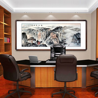 积善 手绘国画山水画客厅装饰画风水字画沙发背景墙办公室壁画书房挂画福山秀水 福山秀水D 小六尺镜芯210*76cm/幅