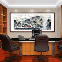 积善 手绘国画山水画客厅装饰画风水字画沙发背景墙办公室壁画书房挂画福山秀水 福山秀水A 小六尺镜芯210*76cm/幅