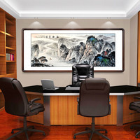 积善 手绘国画山水画客厅装饰画风水字画沙发背景墙办公室壁画书房挂画福山秀水 福山秀水E 小六尺镜芯210*76cm/幅
