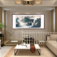 中式客厅装饰画国画山水画办公室沙发背景墙字画走廊玄关挂画书房卧室壁画挂画 四尺 四尺有框(实木框+有机玻璃)165*80cm/幅