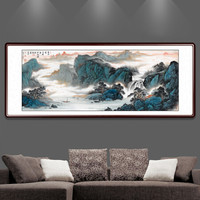 中式客厅装饰画国画山水画办公室沙发背景墙字画走廊玄关挂画书房卧室壁画挂画 小六尺 小六尺(实木框+有机玻璃)217*83cm/幅