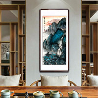 积善 中式玄关装饰画国画山水画客厅办公室字画走廊过道竖版挂画玄关壁画 富水长流 三尺(实木有框+有机玻璃)125*65cm/幅