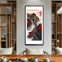积善 中式玄关装饰画国画山水画客厅办公室字画走廊过道竖版挂画玄关壁画 鸿运当头 三尺(实木有框+有机玻璃)125*65cm/幅