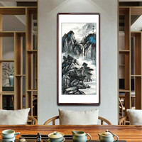 积善 中式玄关装饰画国画山水画客厅办公室字画走廊过道竖版挂画玄关壁画 瑞雪丰年 三尺(实木有框+有机玻璃)125*65cm/幅