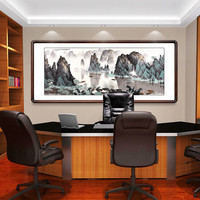 积善 国画山水画客厅办公室装饰画沙发背景墙壁画风水字画书房领导办公室酒店挂画白雪石千峰竞秀 千峰竞秀A 有框(实木外框+有机玻璃）105*50cm/幅
