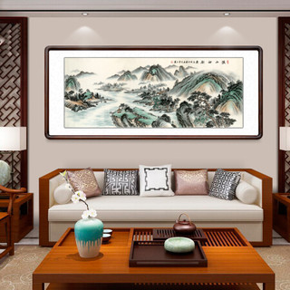 积善 国画山水画客厅办公室装饰画沙发背景墙壁画风水字画书房领导办公室酒店挂画白雪石千峰竞秀 溪山神韵A 有框(实木外框+有机玻璃）165*80cm/幅