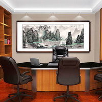 积善 国画山水画客厅办公室装饰画沙发背景墙壁画风水字画书房领导办公室酒店挂画白雪石千峰竞秀 千峰竞秀C 有框(实木外框+有机玻璃）268*110cm/幅