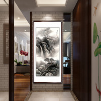 积善 客厅装饰画国画山水画办公室字画书房玄关竖版挂画沙发背景墙装饰壁画 春晓松山 三尺（实木外框+有机玻璃）65*125cm/幅