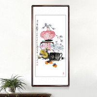 积善 字画手绘国画花鸟画客厅装饰画走廊过道玄关挂画书房壁画沙发背景墙画 竖版赏菊图 【名家手绘]三尺有框125*65cm/幅