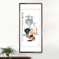 积善 字画手绘国画花鸟画客厅装饰画走廊过道玄关挂画书房壁画沙发背景墙画 竖版清供图 【名家手绘]三尺有框125*65cm/幅