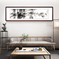 积善 手绘国画竹子画客厅装饰画办公室字画餐厅书房玄关过道走廊挂画沙发背景墙壁画卧室床头画 四开有框165x50cm（实木外框+有机玻璃） 手绘作品画面构图不同，介意者联系客服