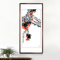积善 手绘国画事事如意客厅装饰画沙发背景墙书房壁画玄关字画走廊过道挂画 三尺有框125x65cm（实木外框+有机玻璃） 事事如意