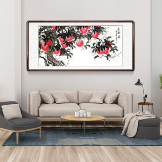 积善 客厅装饰画字画走廊玄关挂画手绘真迹斗方葫芦画餐厅卧室壁画中堂画斗方葫芦墙画 四尺长寿图（名家纯手绘） 四尺带框165*80cm/幅