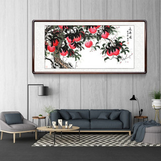 积善 客厅装饰画字画走廊玄关挂画手绘真迹斗方葫芦画餐厅卧室壁画中堂画斗方葫芦墙画 四尺长寿图（名家纯手绘） 四尺带框165*80cm/幅