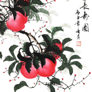 积善 客厅装饰画字画走廊玄关挂画手绘真迹斗方葫芦画餐厅卧室壁画中堂画斗方葫芦墙画 四尺长寿图（名家纯手绘） 四尺带框165*80cm/幅