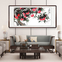 积善 客厅装饰画字画走廊玄关挂画手绘真迹斗方葫芦画餐厅卧室壁画中堂画斗方葫芦墙画 四尺长寿图（名家纯手绘） 四尺带框165*80cm/幅