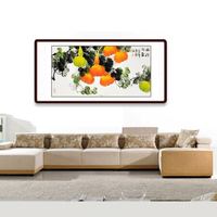 积善 客厅装饰画字画走廊玄关挂画手绘真迹斗方葫芦画餐厅卧室壁画中堂画斗方葫芦墙画 横幅福禄满堂 三尺带框125