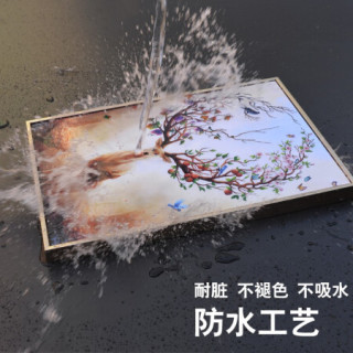 积善 简欧客厅装饰画字画欧式沙发背景墙画美式玄关油画壁画现代大气餐厅走廊过道三联组合挂画 鹿禄平安-香槟金框（防水工艺） 中120*80左右60*80（2.8m以上沙发）