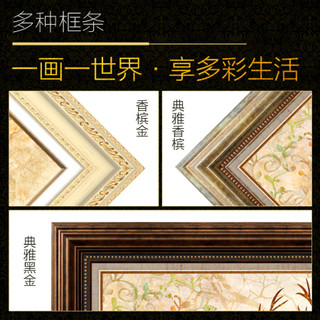 积善 北欧客厅装饰画国画字画欧式沙发背景墙画美式玄关壁画现代简约餐厅卧室走廊过道三联组合壁画挂画 发财树P（雅黑金外框） 50*70cm（欧洲进口画框防水工艺）