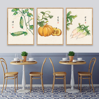 积善 新中式客厅装饰画中国风壁画餐厅三联画日式挂画壁画墙面沙发背景 富贵 70*100cm