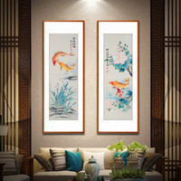 积善 客厅装饰画字画国画花鸟画办公室山水字画书房玄关走廊过道竖版挂画沙发背景墙装饰壁画 黄杨木紫气东来（名家纯手绘） 带框135x50cm/幅