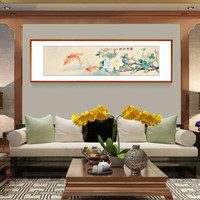 积善 客厅装饰画字画国画花鸟画办公室山水字画书房玄关走廊过道竖版挂画沙发背景墙装饰壁画 黄杨木富贵有余A 带框165*50cm/幅