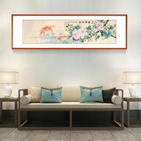 积善 客厅装饰画字画国画花鸟画办公室山水字画书房玄关走廊过道竖版挂画沙发背景墙装饰壁画 黄杨木富贵有余B 带框165*50cm/幅