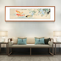 积善 客厅装饰画字画国画花鸟画办公室山水字画书房玄关走廊过道竖版挂画沙发背景墙装饰壁画 黄杨木年年有余 带框165*50cm/幅