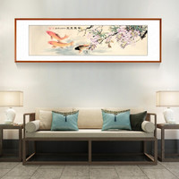 积善 客厅装饰画字画国画花鸟画办公室山水字画书房玄关走廊过道竖版挂画沙发背景墙装饰壁画 黄杨木紫气东来 带框165*50cm/幅