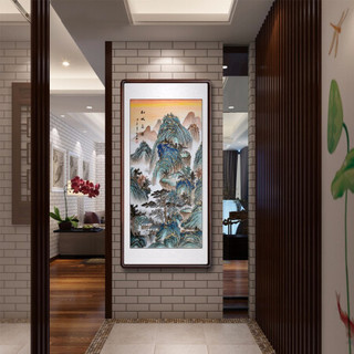 积善 纯手绘国画山水画客厅装饰字画办公室书房靠山招财挂画沙发背景墙壁画走廊过道玄关画 松风泉韵 四尺带框165*80cm/幅