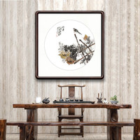 积善 新中式花鸟画客厅装饰画办公室字画走廊过道玄关竖版挂画餐厅壁画 秋菊 65x65cm/幅