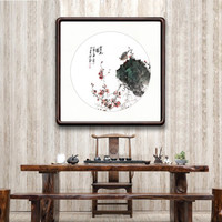 积善 新中式花鸟画客厅装饰画办公室字画走廊过道玄关竖版挂画餐厅壁画 赏花图 85x85cm/幅