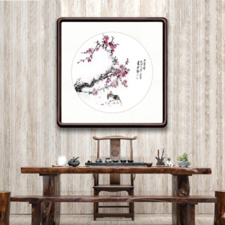积善 新中式花鸟画客厅装饰画办公室字画走廊过道玄关竖版挂画餐厅壁画 十里香 65x65cm/幅