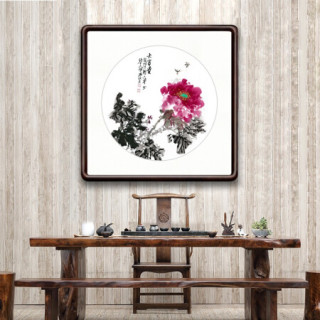 积善 新中式花鸟画客厅装饰画办公室字画走廊过道玄关竖版挂画餐厅壁画 大富贵 55x55cm/幅