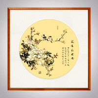 积善 现代中式客厅装饰画走廊过道玄关斗方挂画沙发背景墙字画书房茶室壁画 A款—黄杨木柚木色 55X55cm