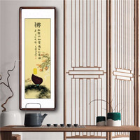 积善 手绘人物中式禅意字画客厅装饰画办公室沙发背景墙挂画卧室书房走廊玄关壁画 D款 带框135*50cm/幅