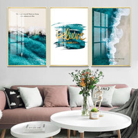 积善 轻奢晶瓷镶钻客厅装饰三联画欧式客厅沙发背景墙挂画卧室床头壁画走廊过道玄关画 波澜壮阔 60*80cm镶钻版 拉丝黄金(铝合金)