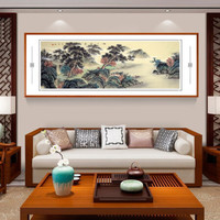 积善 手绘国画鸿运当头山水画办公室字画客厅装饰画餐厅沙发背景墙壁画现代中式家居挂画 松下鸣琴 小六尺217*83cm/幅（实木外框+有机玻璃）