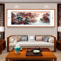积善 手绘国画鸿运当头山水画办公室字画客厅装饰画餐厅沙发背景墙壁画现代中式家居挂画 旭日东升C 小六尺217*83cm/幅（实木外框+有机玻璃）