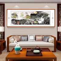 积善 手绘国画鸿运当头山水画办公室字画客厅装饰画餐厅沙发背景墙壁画现代中式家居挂画 源远流长 小六尺217*83cm/幅（实木外框+有机玻璃）