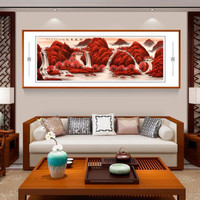 积善 手绘国画鸿运当头山水画办公室字画客厅装饰画餐厅沙发背景墙壁画现代中式家居挂画 鸿运当头B 小六尺217*83cm/幅（实木外框+有机玻璃）