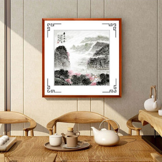 积善 现代中式手绘山水装饰画客厅沙发背景墙壁画风景挂画靠山办公室字画走廊过道玄关画 春江帆影-斗方 217*110cm/幅